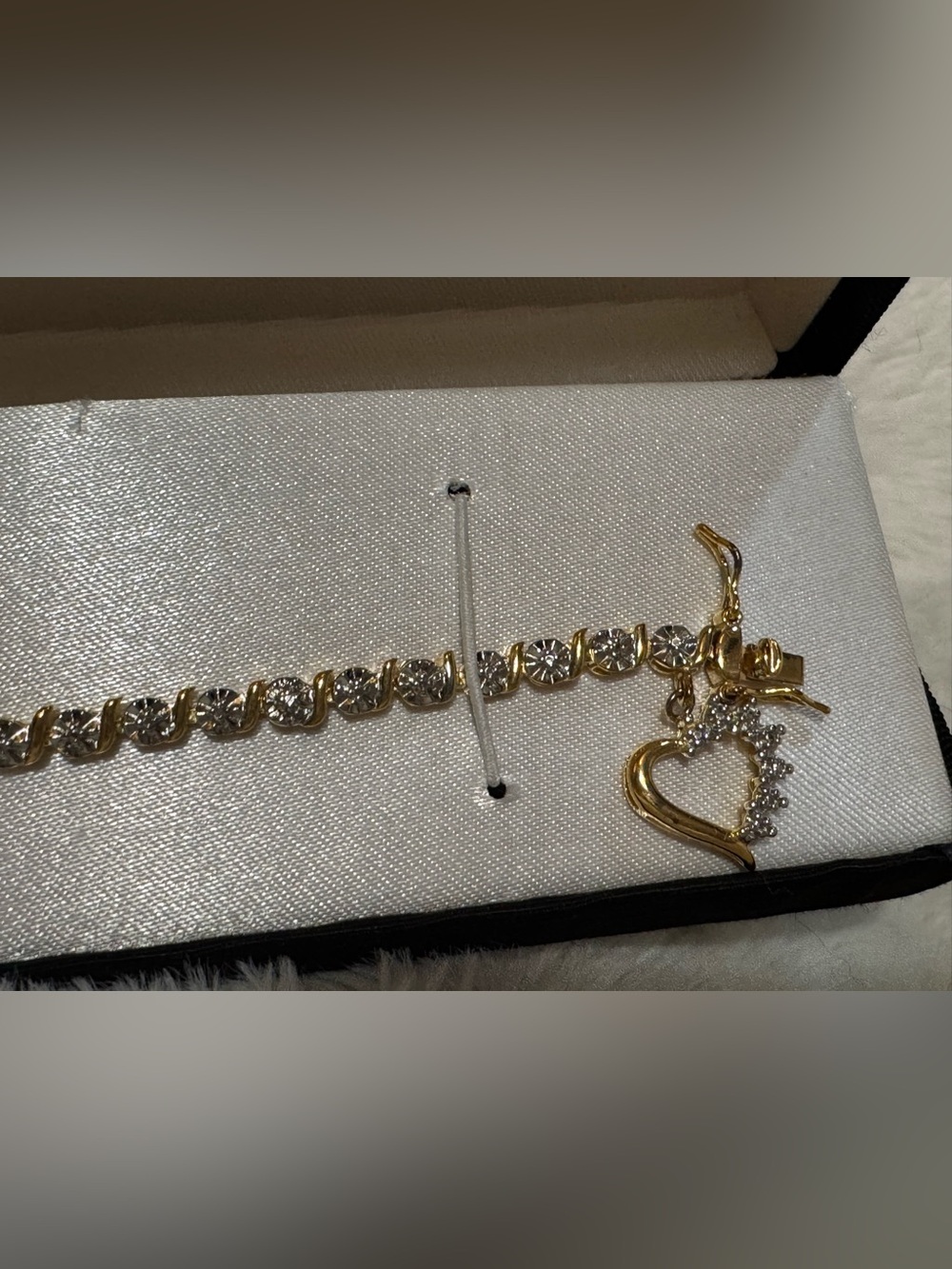 Ross-Simons 18kt Gold over 925 Sterling Tennis Bracelet with Crystal Heart Charm - Picture 6 of 10